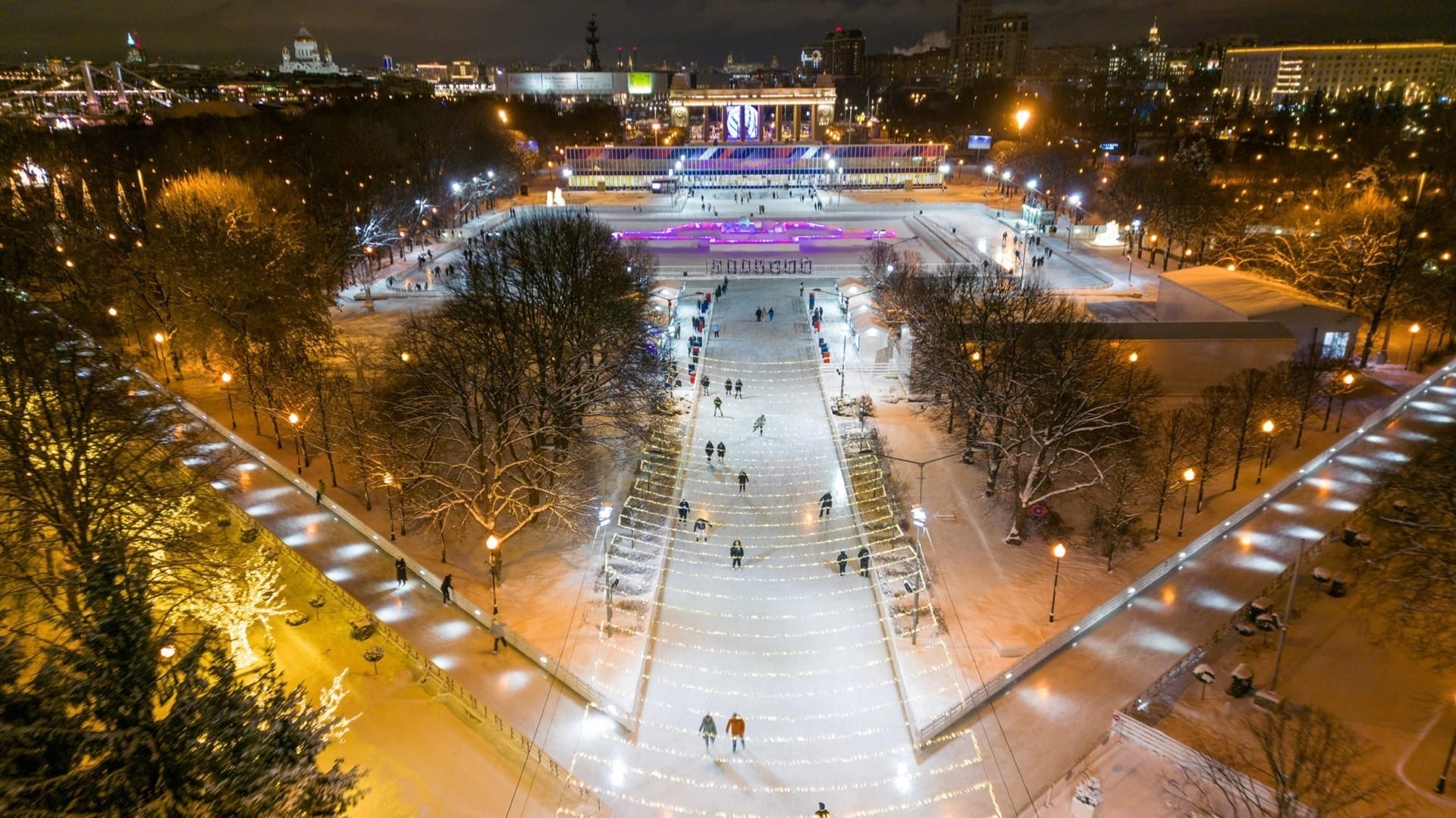 Парк им. Горького в Москве зимой.